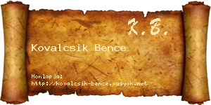 Kovalcsik Bence névjegykártya